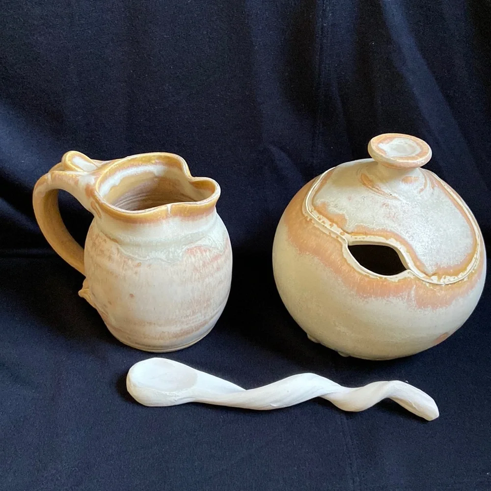 Page Pottery Creamer and Sugar Bowl & Spoon